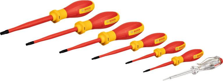 مجموعة مفكات براغي Bosch VDE TX مكونة من 7 قطع معزولة حتى 1000 فولت.